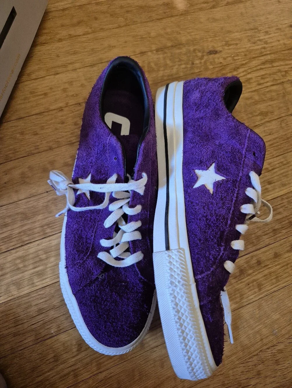 Converse Purple Suede Low Top Sneakers with White Accents